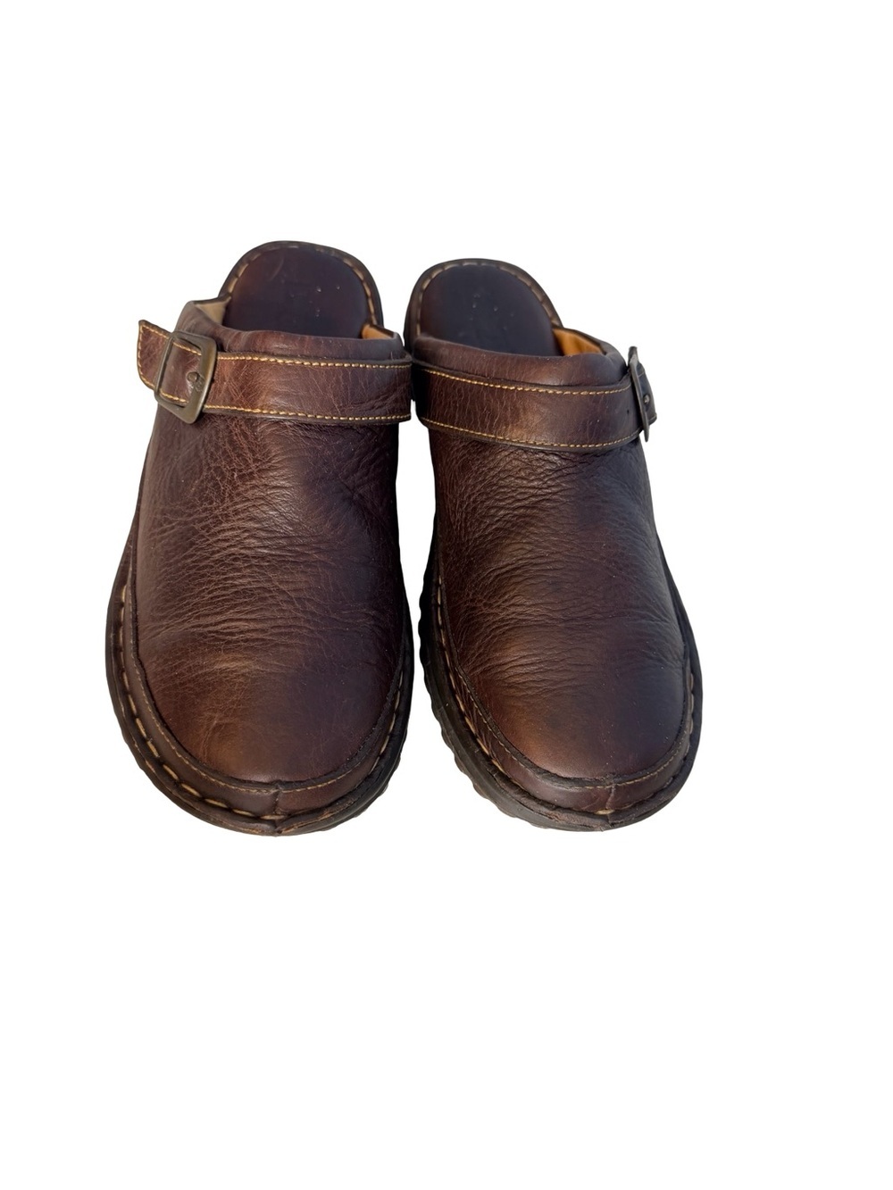 Born all leather brown buckle clogs women size 10/42M/W